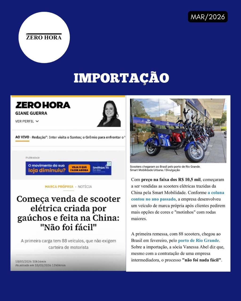Matéria na mídia: Chegada da primeira Importação